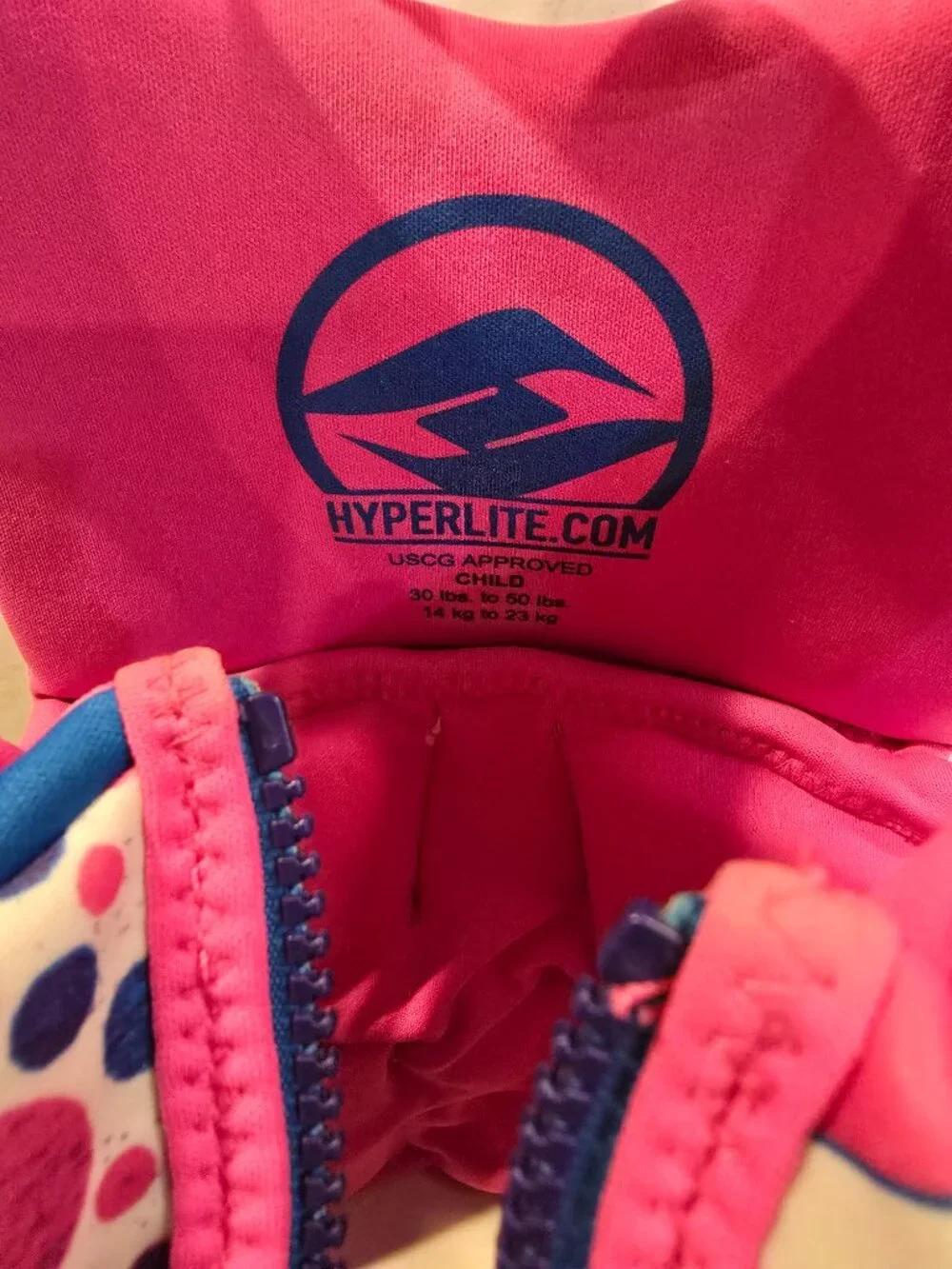 Hyperlite Indy Child Life Vest Pink USCG Approved 30-50 lb. Child Light Wear